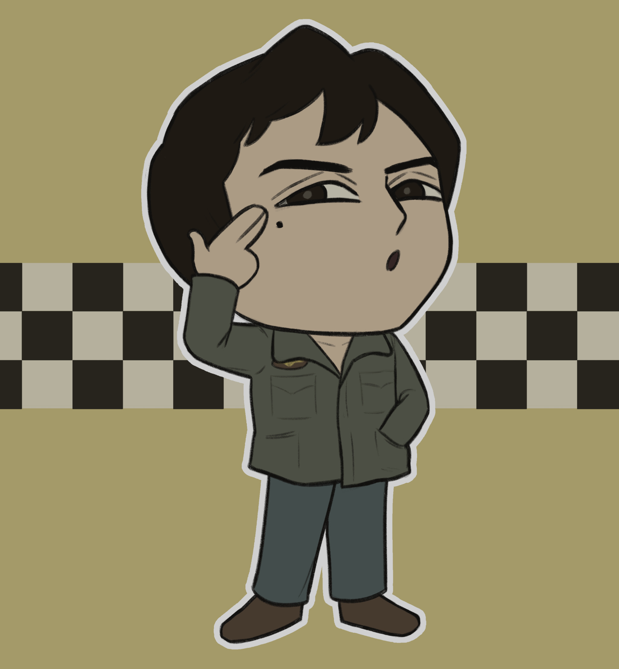 Travis Bickle from the movie Taxi Driver in a chibi style